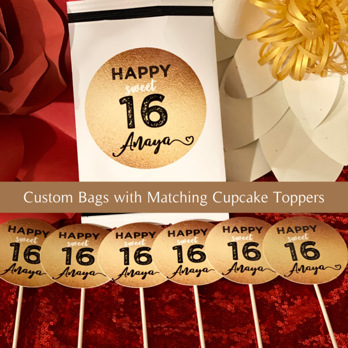 Custom Celebration Fun Pack – Personalized Chip Bags, Water Bottle Labels, Cupcake Toppers & Custom Card – Party Favor Set - Image 7